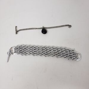 Silver Chain Bracelet Set